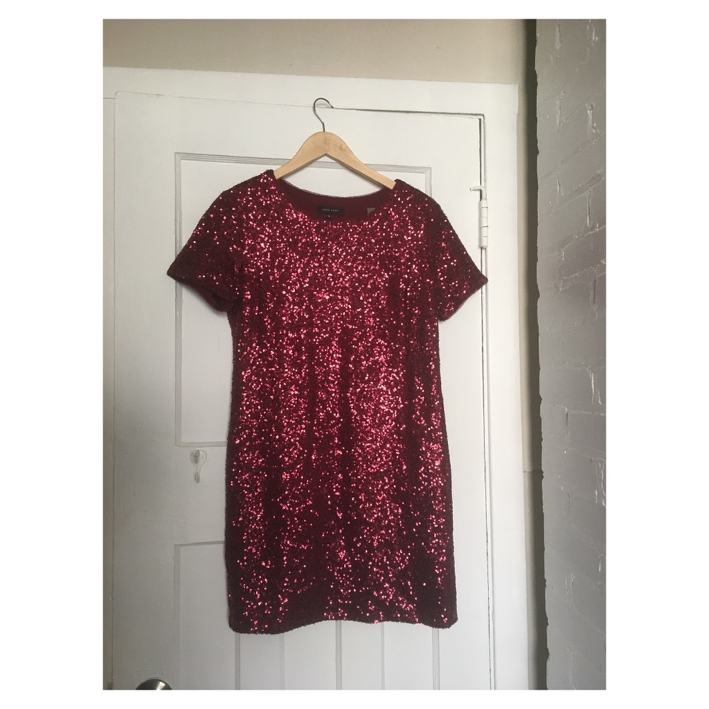 Red sequin t-shirt dress